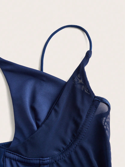 Hook & Eye Front Corset Cami Top with Mesh Insert | Slim Fit Y2K Double-Strap Crop Camisole