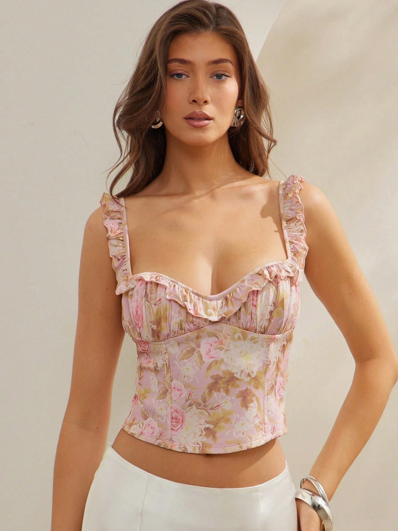 Pink Ruffle Crop Top