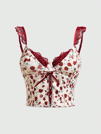 Floral Lace Cross-Strap Cami