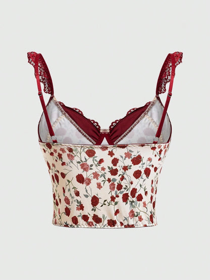 Floral Lace Cross-Strap Cami