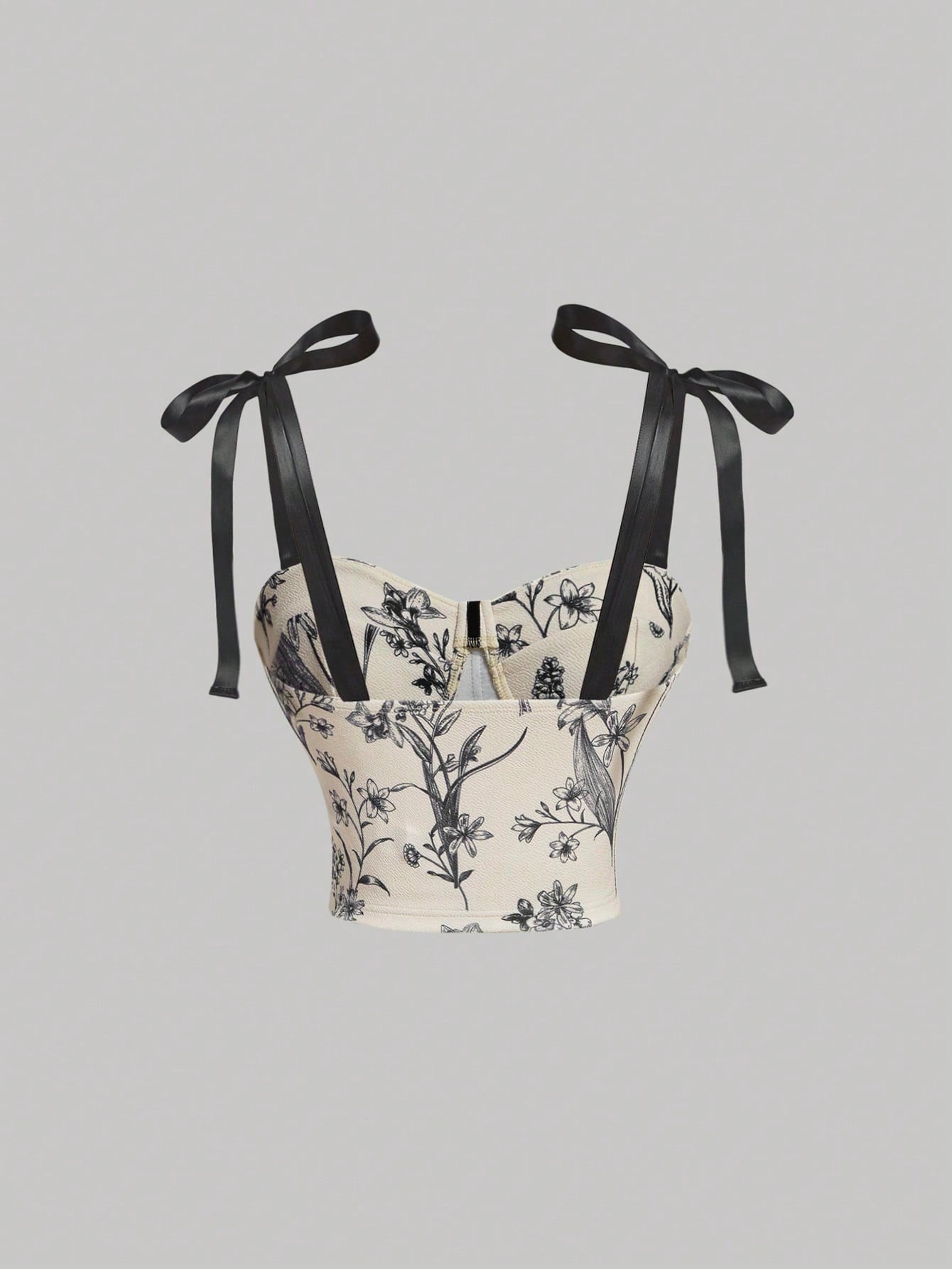 Floral Tie-Shoulder Corset