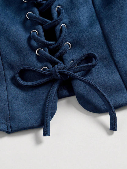 Lace-Up Front Crisscross Tank Top | Slim Fit Scoop & Square Neck Crop Top with Eyelet Detail