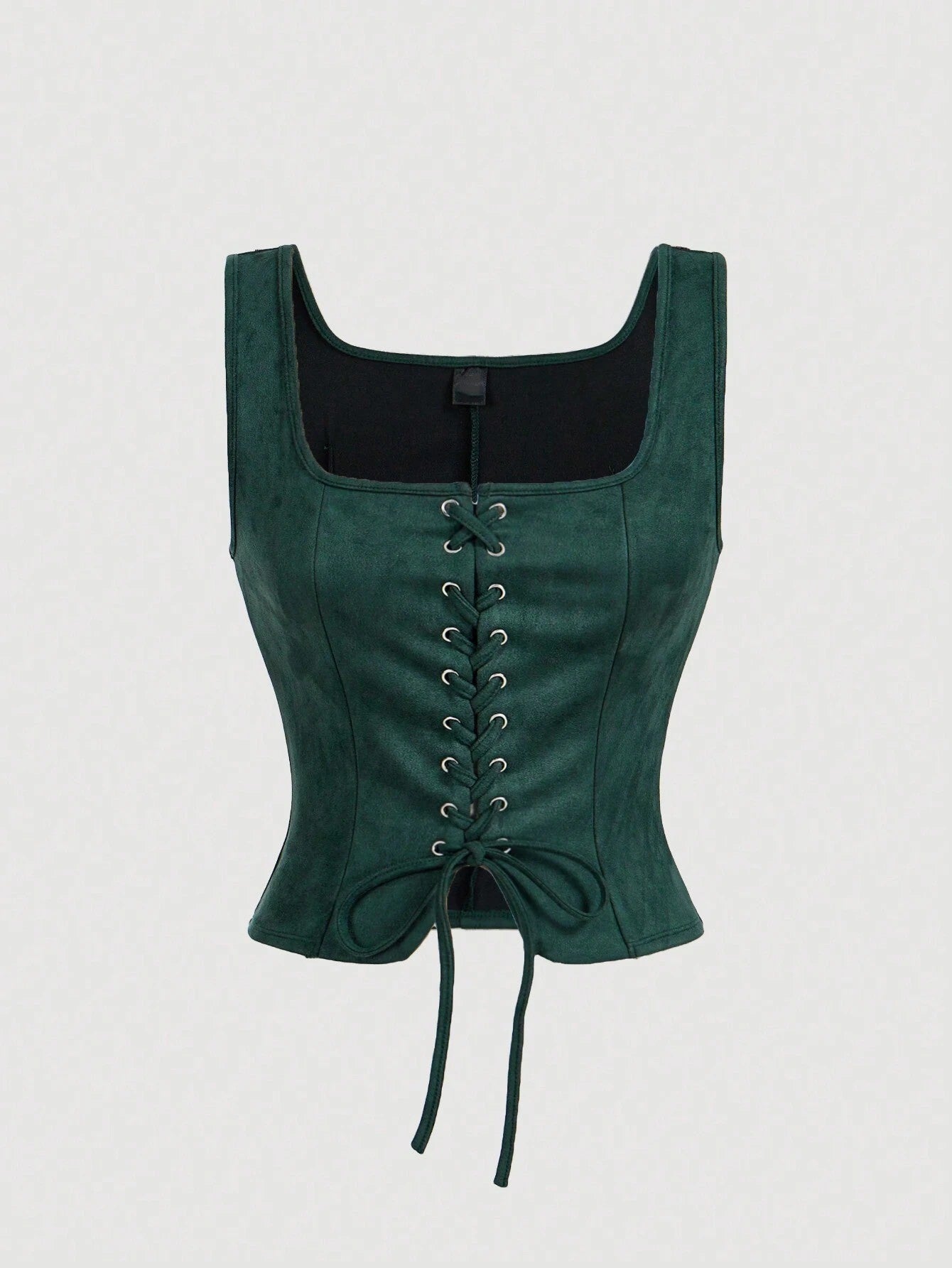 Green corset on a light gray background