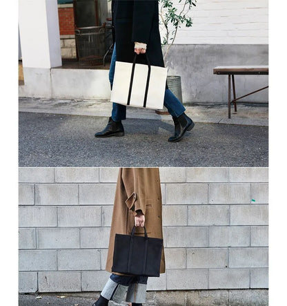 Minimalist Canvas Carryall Tote Bag – Large Work, Laptop & Everyday Shoulder Handbag