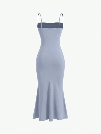 Elegant Pleated Mermaid Cami Maxi Dress – Ruched Backless Slip Dress for Evening & Parties