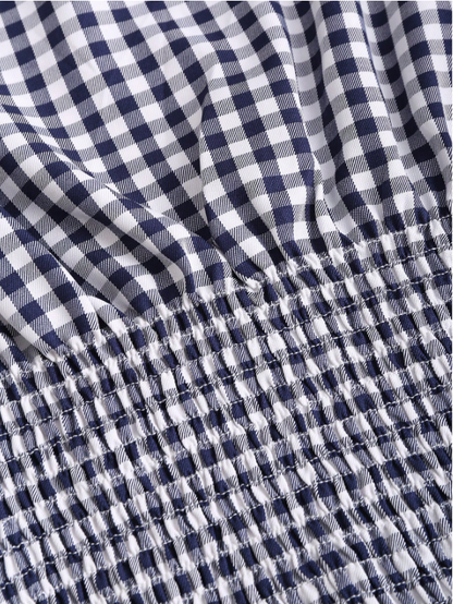 Women's Gingham Tie-Shoulder Slim Tank Top – Plaid Ruffle Hem Cami for Summer Commute & Casual Chic Looks