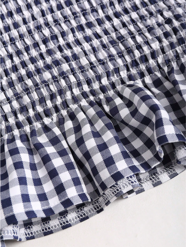 Women's Gingham Tie-Shoulder Slim Tank Top – Plaid Ruffle Hem Cami for Summer Commute & Casual Chic Looks