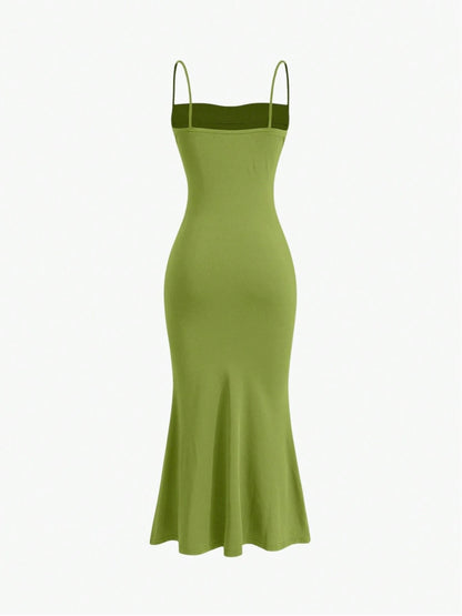 Elegant Pleated Mermaid Cami Maxi Dress – Ruched Backless Slip Dress for Evening & Parties