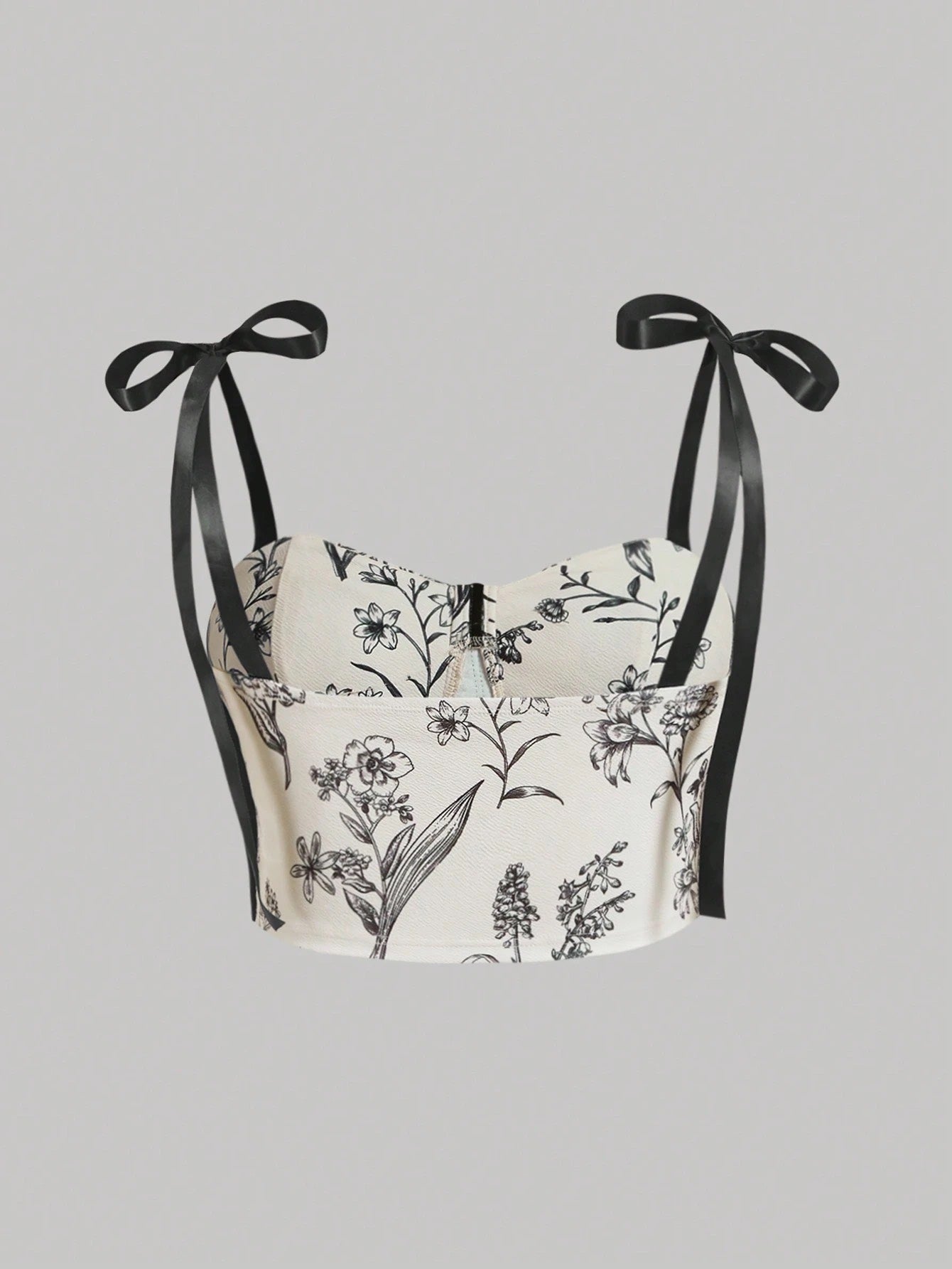 Floral Tie-Shoulder Corset