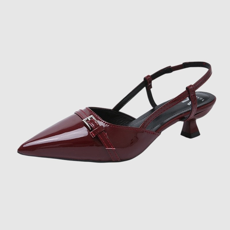 Elegant Pointed Toe Slingback Heels for Women – 2-Inch PU Leather High Heels for Office & Daily Wear