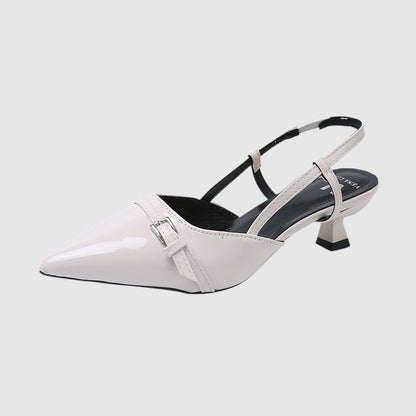 Elegant Pointed Toe Slingback Heels for Women – 2-Inch PU Leather High Heels for Office & Daily Wear