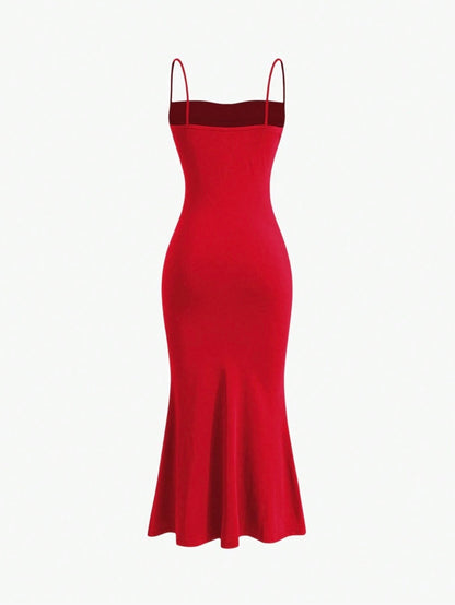 Elegant Pleated Mermaid Cami Maxi Dress – Ruched Backless Slip Dress for Evening & Parties