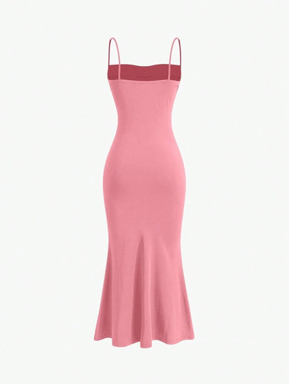 Elegant Pleated Mermaid Cami Maxi Dress – Ruched Backless Slip Dress for Evening & Parties