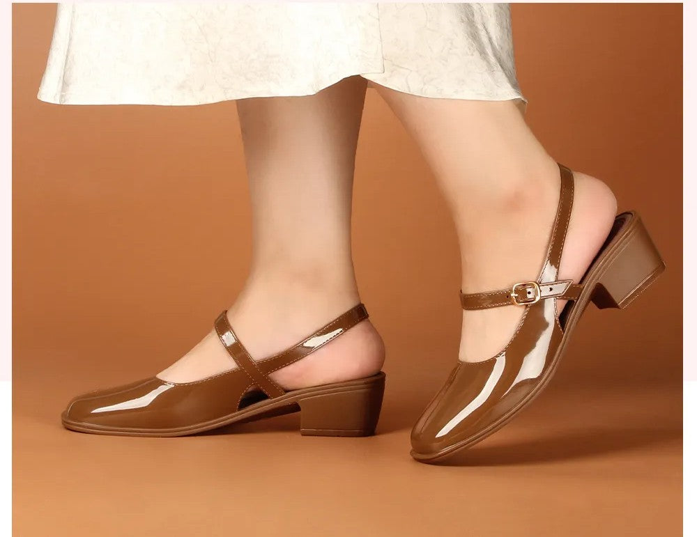 Vintage Mary Jane Block Heel Shoes for Women – Square Toe, Buckle Strap