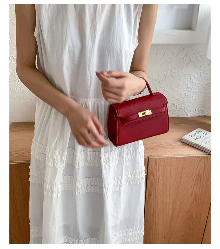 Square Crossbody Bag – Small Shoulder Belt Bag with Zipper & Lock Design