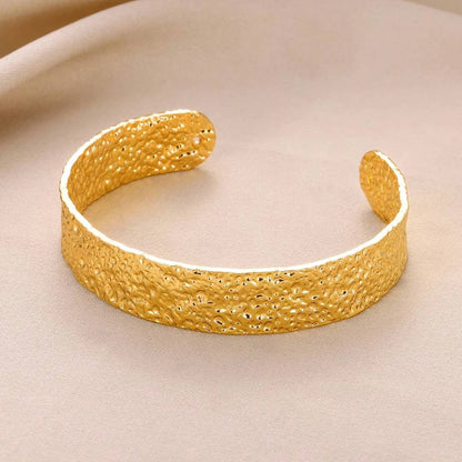 Hammered Gold Wide Cuff Bangle