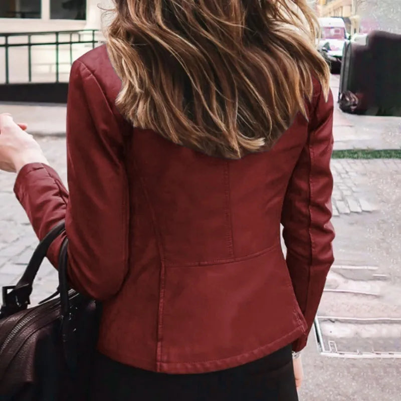 Moto Biker PU Leather Jacket