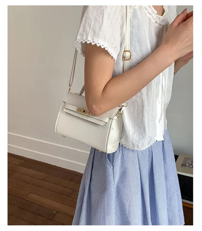 Square Crossbody Bag – Small Shoulder Belt Bag with Zipper & Lock Design