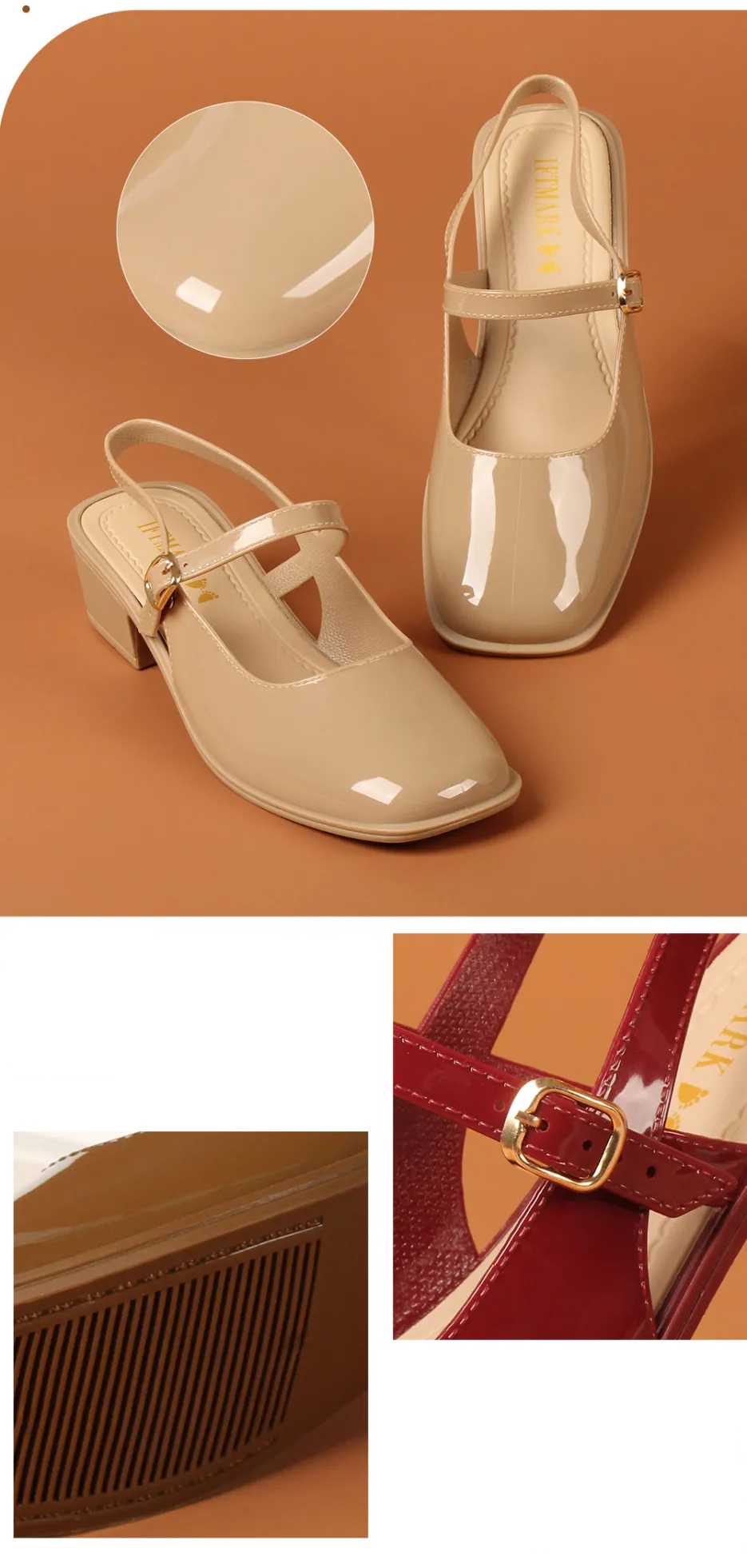 Vintage Mary Jane Block Heel Shoes for Women – Square Toe, Buckle Strap