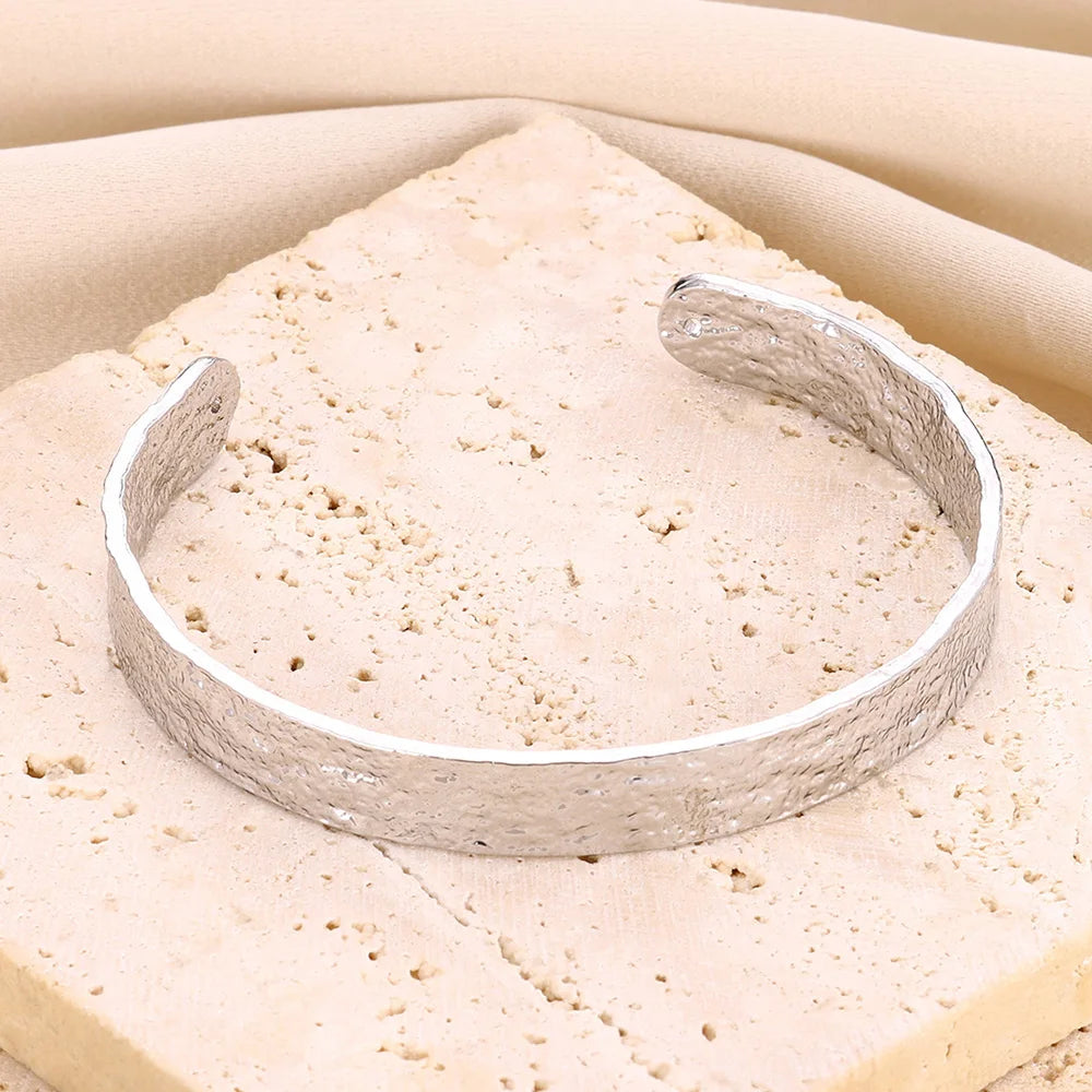 Hammered Gold Wide Cuff Bangle