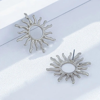 Trendy Sunflower Stud Earrings | Elegant Floral Metal Jewelry