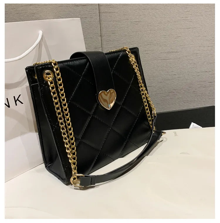 Soft PU Leather Shoulder Bag – Stylish Lock Handle, Solid Color, Casual Daily Tote