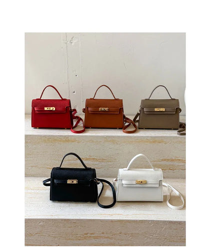 Square Crossbody Bag – Small Shoulder Belt Bag with Zipper & Lock Design