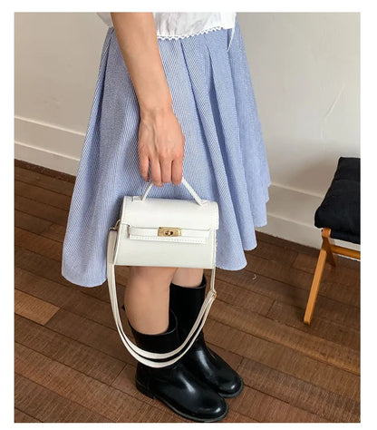 Square Crossbody Bag – Small Shoulder Belt Bag with Zipper & Lock Design