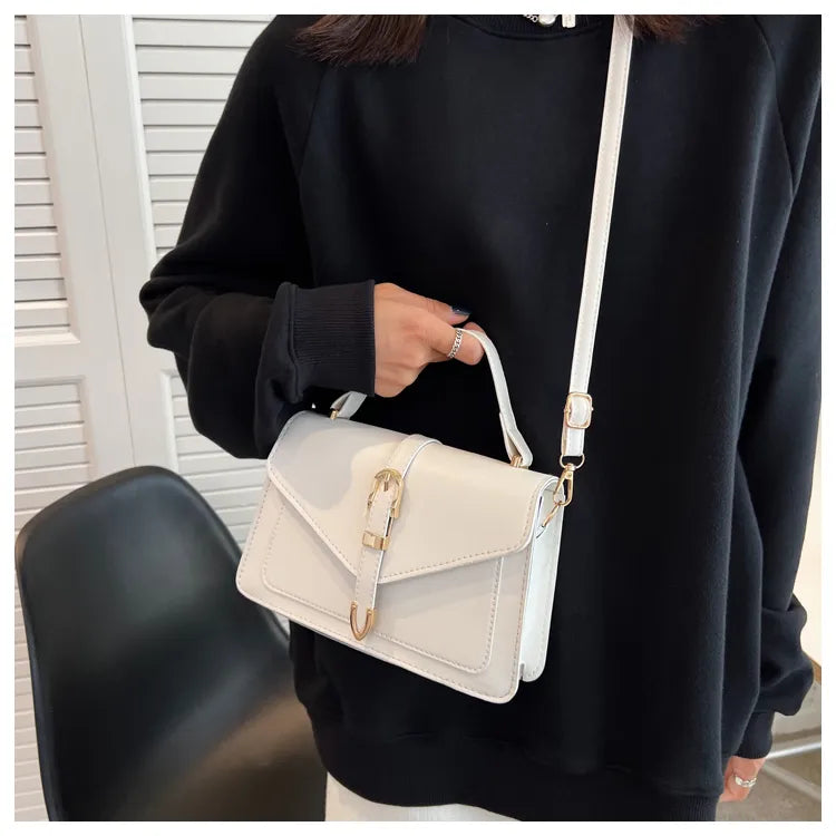 Square Crossbody Bag – PU Leather Shoulder Sling Bag in Pastel & Neutral Tones