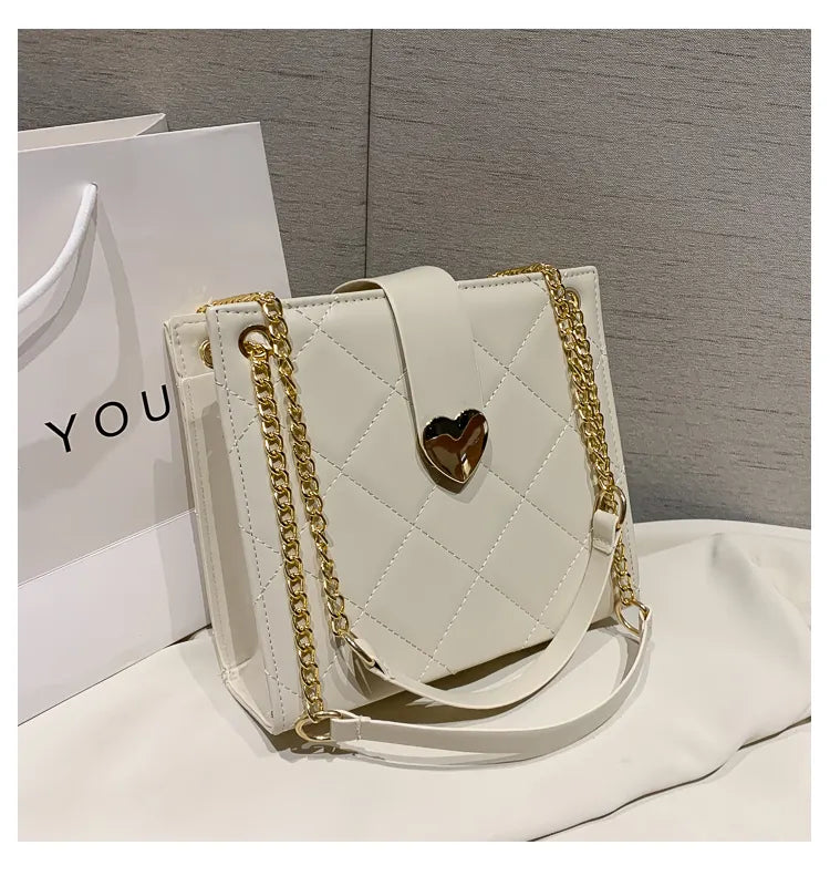 Soft PU Leather Shoulder Bag – Stylish Lock Handle, Solid Color, Casual Daily Tote