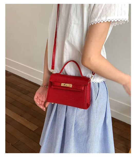 Square Crossbody Bag – Small Shoulder Belt Bag with Zipper & Lock Design