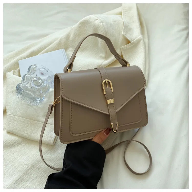 Square Crossbody Bag – PU Leather Shoulder Sling Bag in Pastel & Neutral Tones