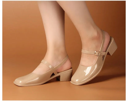 Vintage Mary Jane Block Heel Shoes for Women – Square Toe, Buckle Strap