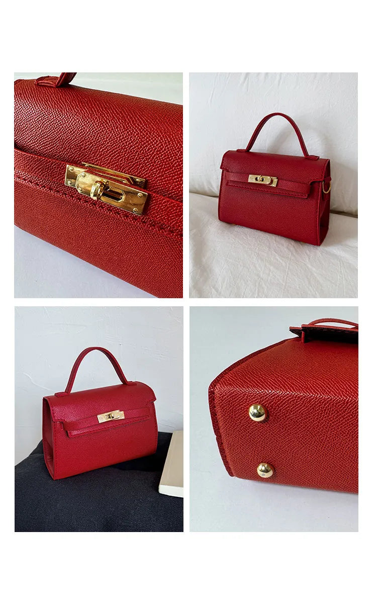 Square Crossbody Bag – Small Shoulder Belt Bag with Zipper & Lock Design