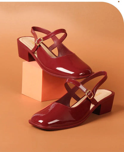 Vintage Mary Jane Block Heel Shoes for Women – Square Toe, Buckle Strap