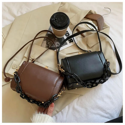 French Style Crossbody Bag – Small Chain Shoulder Bag, Elegant Square Design