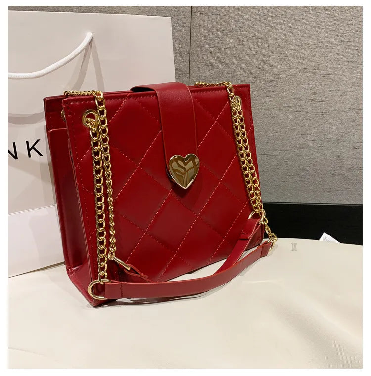Soft PU Leather Shoulder Bag – Stylish Lock Handle, Solid Color, Casual Daily Tote