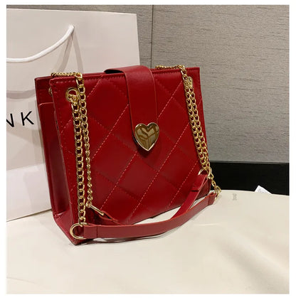 Soft PU Leather Shoulder Bag – Stylish Lock Handle, Solid Color, Casual Daily Tote