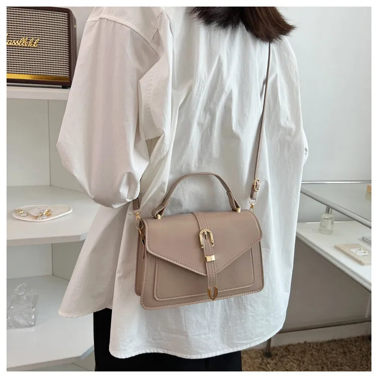 Square Crossbody Bag – PU Leather Shoulder Sling Bag in Pastel & Neutral Tones