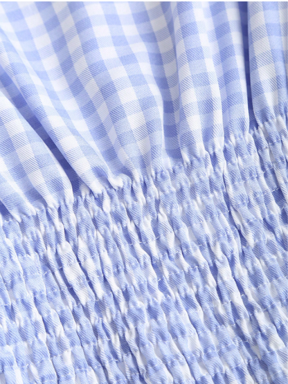 Women's Gingham Tie-Shoulder Slim Tank Top – Plaid Ruffle Hem Cami for Summer Commute & Casual Chic Looks