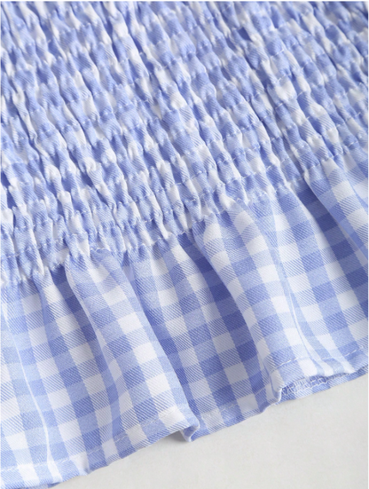 Women's Gingham Tie-Shoulder Slim Tank Top – Plaid Ruffle Hem Cami for Summer Commute & Casual Chic Looks