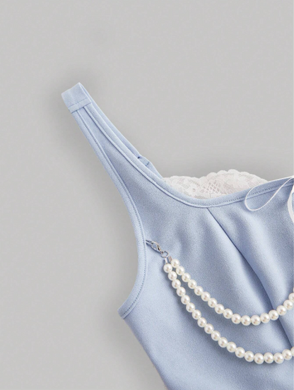 Retro Velvet Tank Top with Detachable Lace Collar & Bow – Elegant Party Camisole for Night Out or New Year Looks