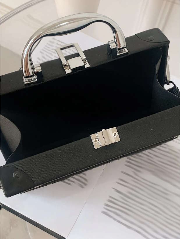 Mini Radio Shaped Box Bag – Trendy Graphic PU Leather Crossbody with Chain Strap | Street Style Statement Handbag