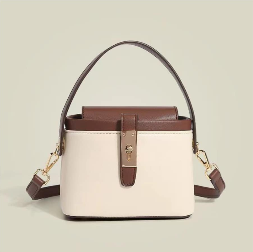 Minimalist Color Block Commuter Shoulder Bag – Lightweight PU Leather Satchel with Adjustable Strap for Office & Daily Use