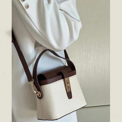Minimalist Color Block Commuter Shoulder Bag – Lightweight PU Leather Satchel with Adjustable Strap for Office & Daily Use