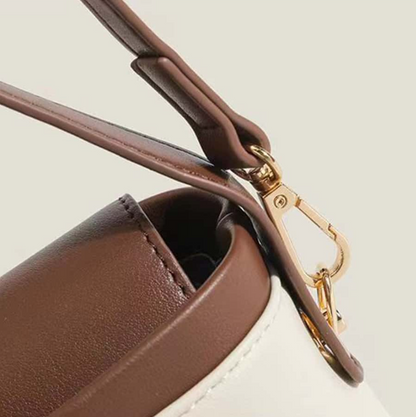 Minimalist Color Block Commuter Shoulder Bag – Lightweight PU Leather Satchel with Adjustable Strap for Office & Daily Use
