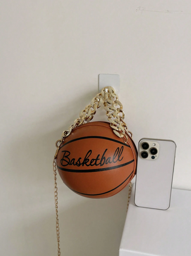 Mini Basketball-Inspired Circle Bag – Lightweight PU Leather Chain Crossbody, Business Casual Handbag