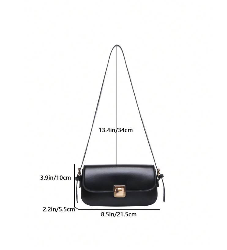 Trendy Small Square Shoulder Armpit Bag – PU Leather Flap Bag, Black & White Lightweight Top Handle Purse