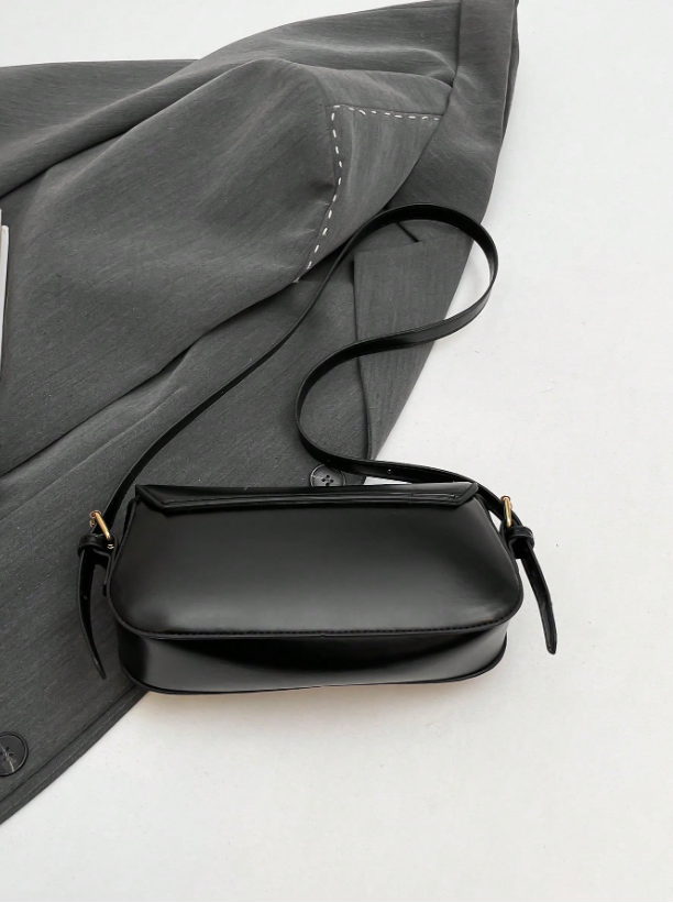 Trendy Small Square Shoulder Armpit Bag – PU Leather Flap Bag, Black & White Lightweight Top Handle Purse