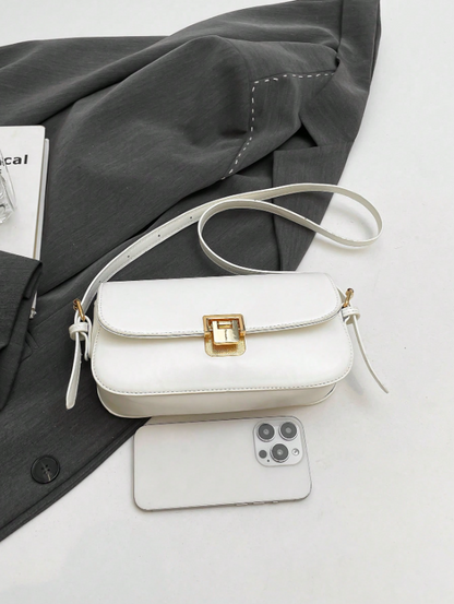 Trendy Small Square Shoulder Armpit Bag – PU Leather Flap Bag, Black & White Lightweight Top Handle Purse